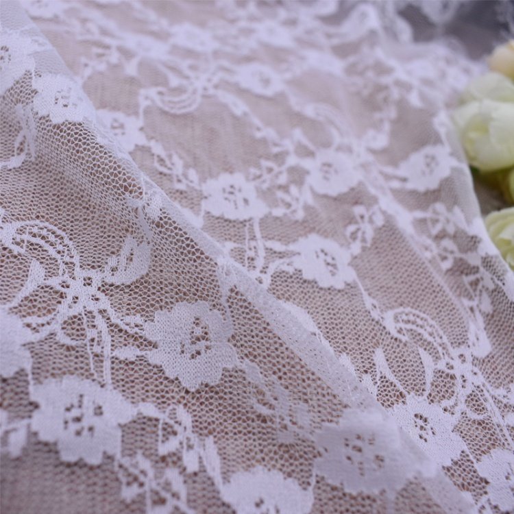 RTS Soft 90% Nylon 10% Spandex White Black Stretch Lace Fabric For Lingerie Stockings