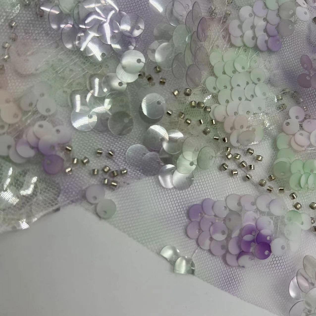 niche sequins embroidery fabric design 100% polyester 250GSM weight fabric for party dress