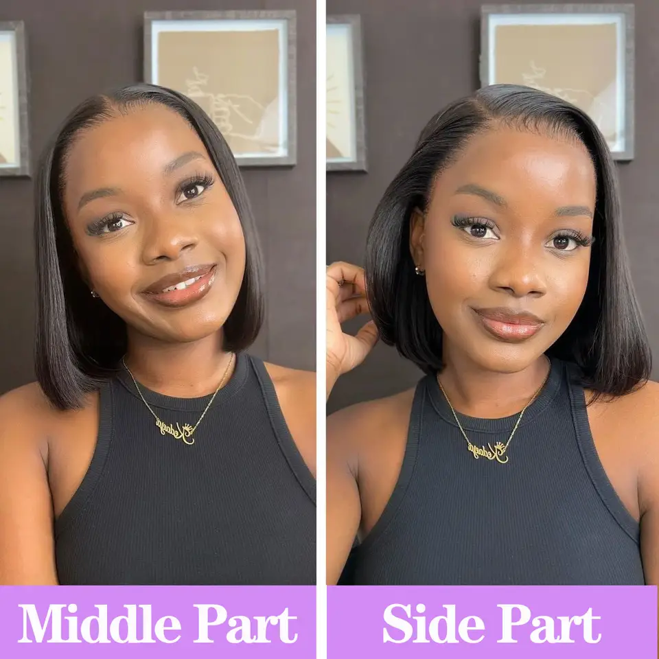 Cheap Short Wigs Raw Peruvian Bob Wigs Brazilian Human Hair Lace Front 4*4 13*4 Glueless Bob Wigs With Bangs