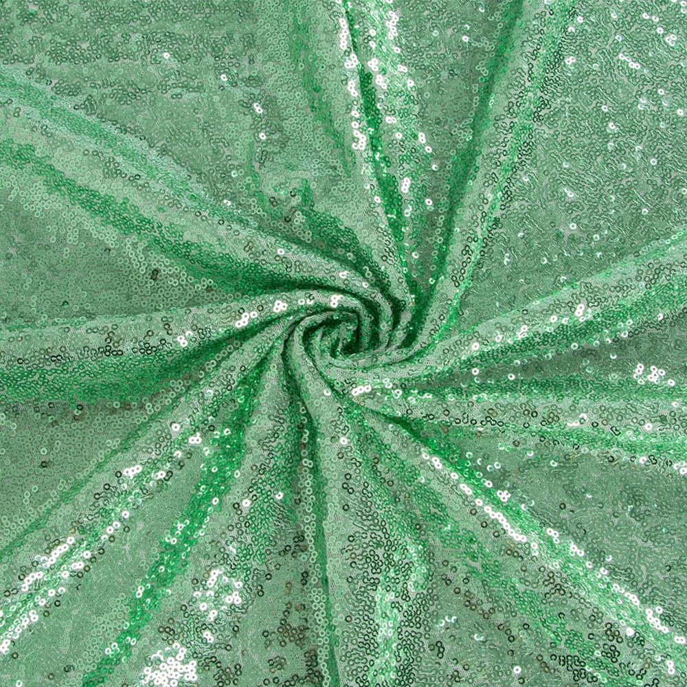 New Design Fashion Wedding Dress Embroidery Sequin Fabrics 3mm Mint Green Glitter Fabric