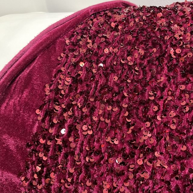 Burgundy heavy luxury velvet 5mm sequin solid embroidery fabric for party dress