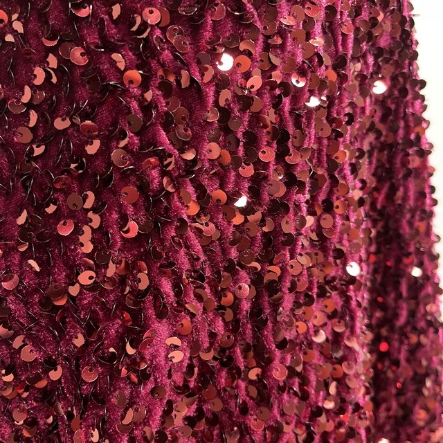 Burgundy heavy luxury velvet 5mm sequin solid embroidery fabric for party dress
