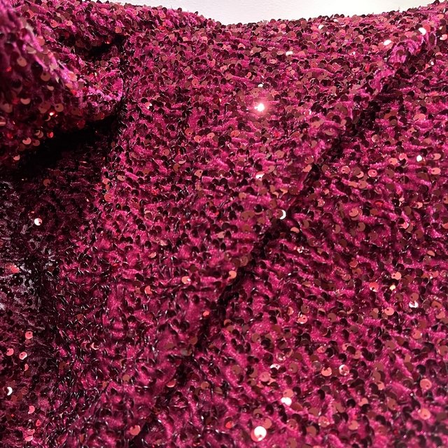 Burgundy heavy luxury velvet 5mm sequin solid embroidery fabric for party dress