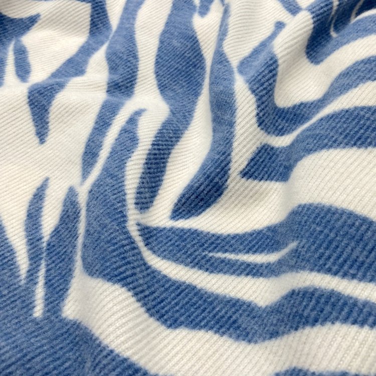 Soft quality polyester rayon spandex knitted 230GSM custom digital printed rib hacci brushed sweater fabric