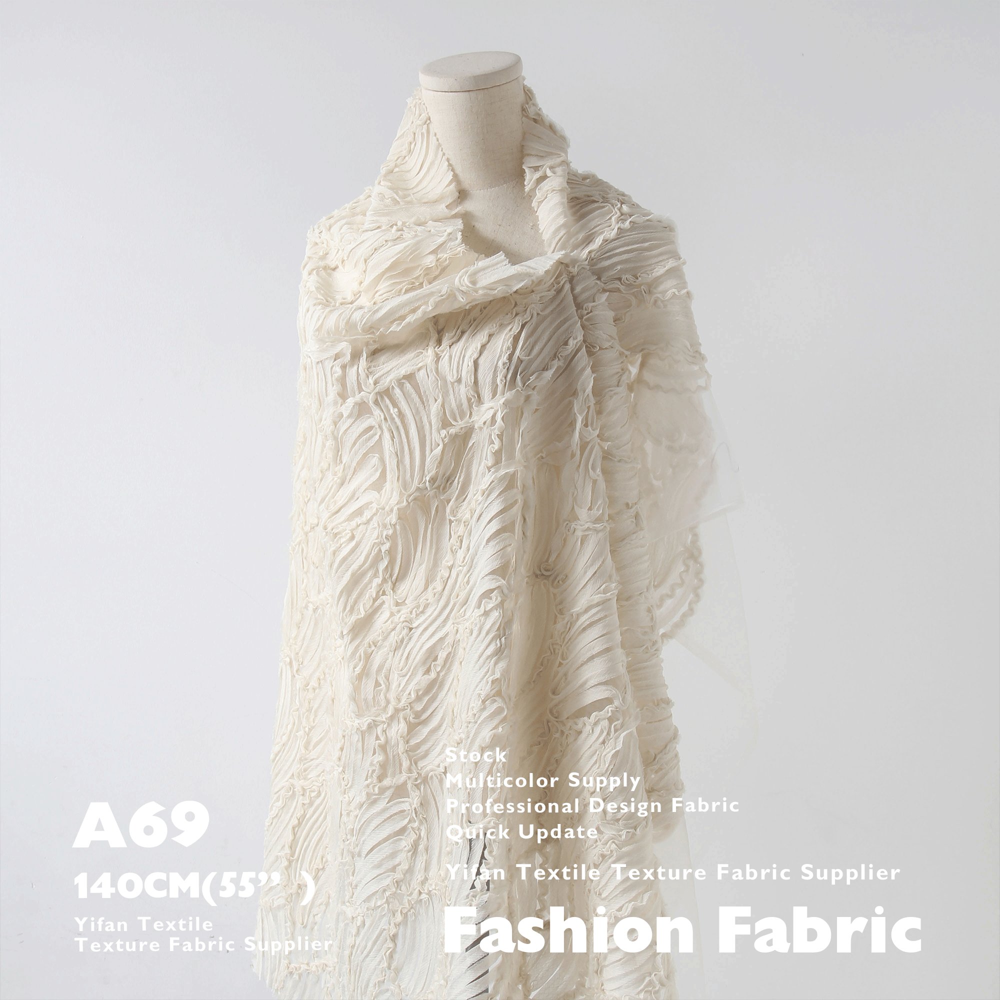 25ss Summer Fashion Fabrics Polyester Chiffon 3D Hollow Mesh Embroidery Fabrics For Dress Home Textiles
