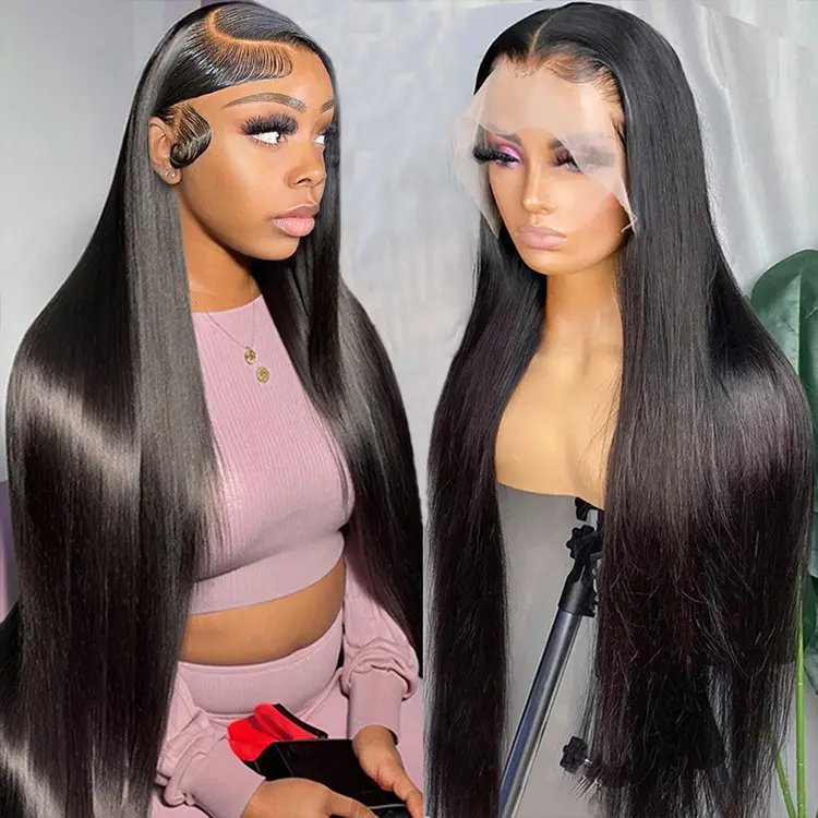 Ready to Ship Wholesale Straight Curly Brazilian Virgin Hair 180% Density 13x4 Transparent Lace 100% Human Hair Lace Front Wigs