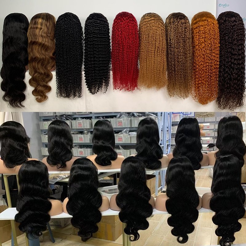 Ready to Ship Wholesale Straight Curly Brazilian Virgin Hair 180% Density 13x4 Transparent Lace 100% Human Hair Lace Front Wigs