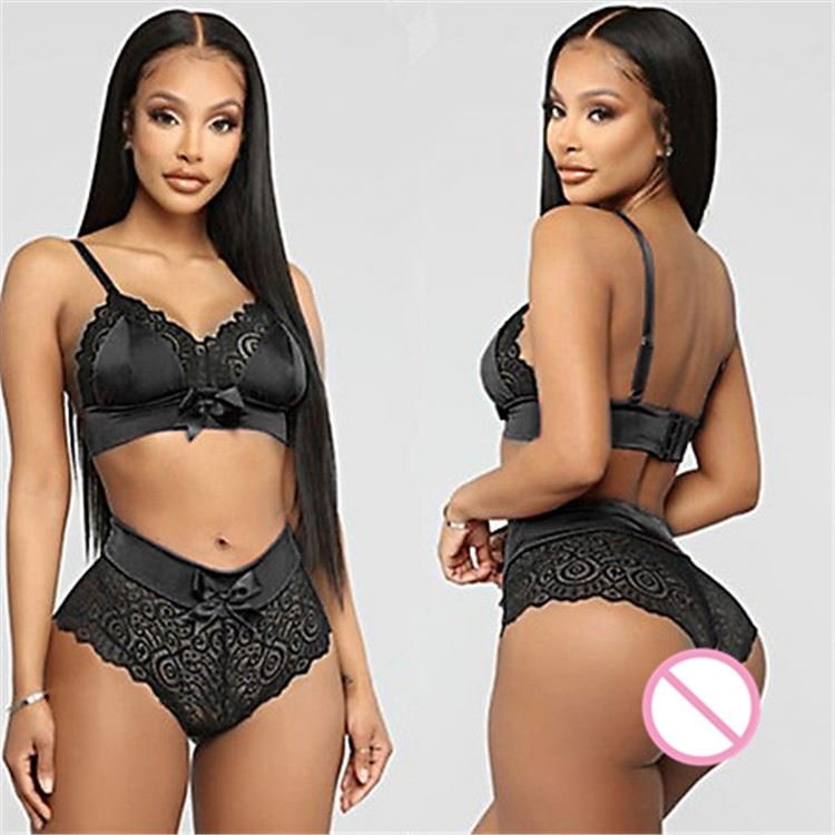 Erotic Underwear Women 2021 Summer Sexy Lingerie Set Bras Seamless Plus Size Push Up Bra Lace Bowknot Bikini Brief Sets