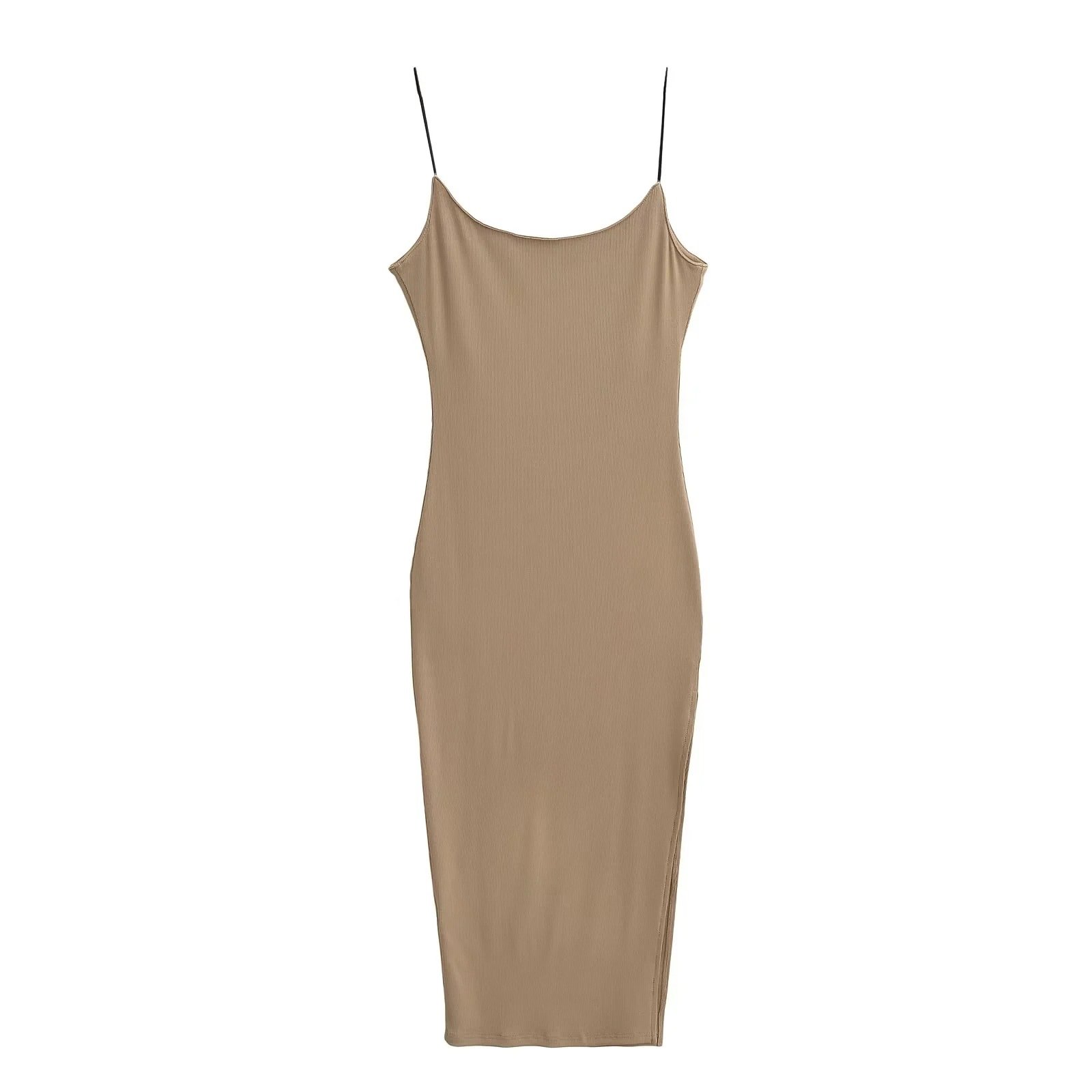 Custom Shapewear Bamboo Cotton Polyamide Ribbed Lounge Wear Slip Halter Women Clothing Dress