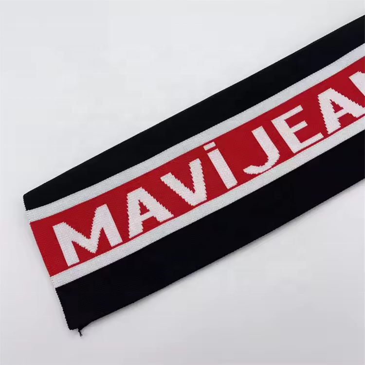 Custom letter jacquard Rib Knitted Cuff, cuff ribbing used for fashion clothing