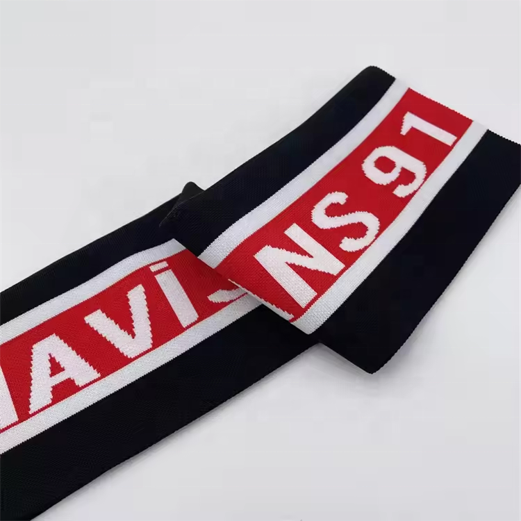 Custom letter jacquard Rib Knitted Cuff, cuff ribbing used for fashion clothing