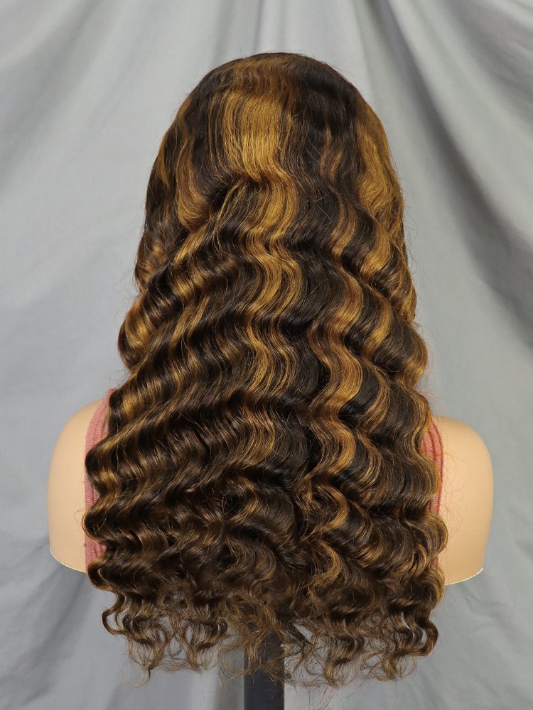Highlight 4/30 Lace Front Wigs Human Hair Straight Body Deep Curly Brazilian Hair Glueless Lace Wig Pre Plucked For Women