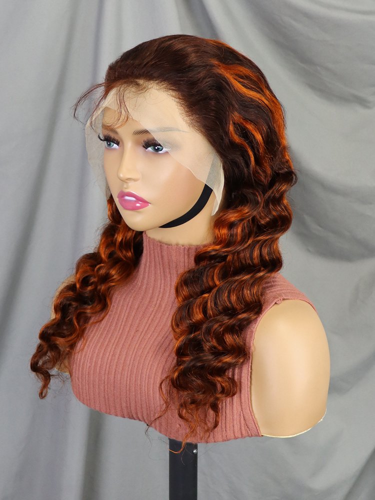 Highlight 4/30 Lace Front Wigs Human Hair Straight Body Deep Curly Brazilian Hair Glueless Lace Wig Pre Plucked For Women