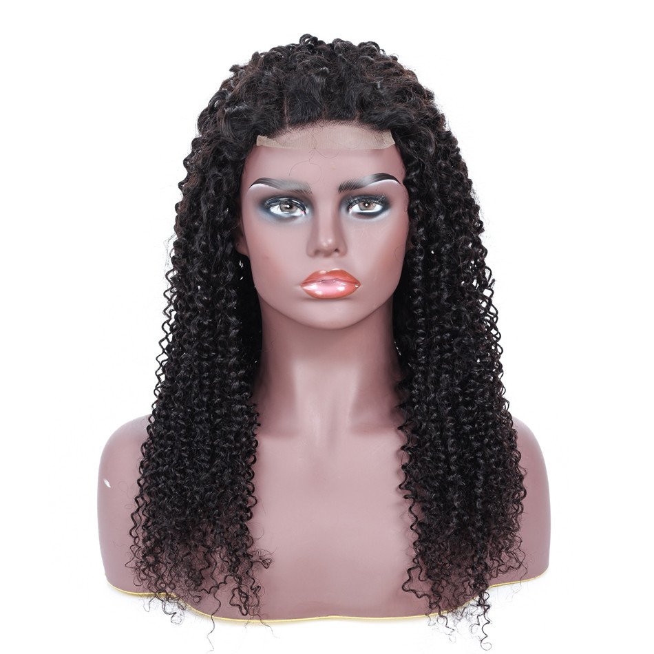 Cheap Peruvian Hair Kinky Curly Wig Pre Plucked With Baby Hair 4x4 Lace Closure Wig For Women HD Transparent Lace Human Hair Wig