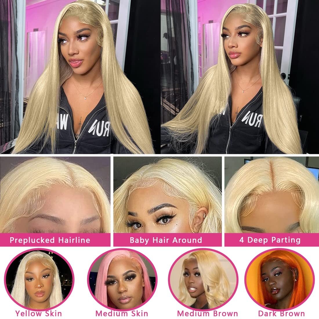 613 Wholesale 360 Full Lace Frontal Wigs 30 Inch Long Straight 613 Blonde Brazilian Human Hair Wig HD Transparent Lace Front Wig