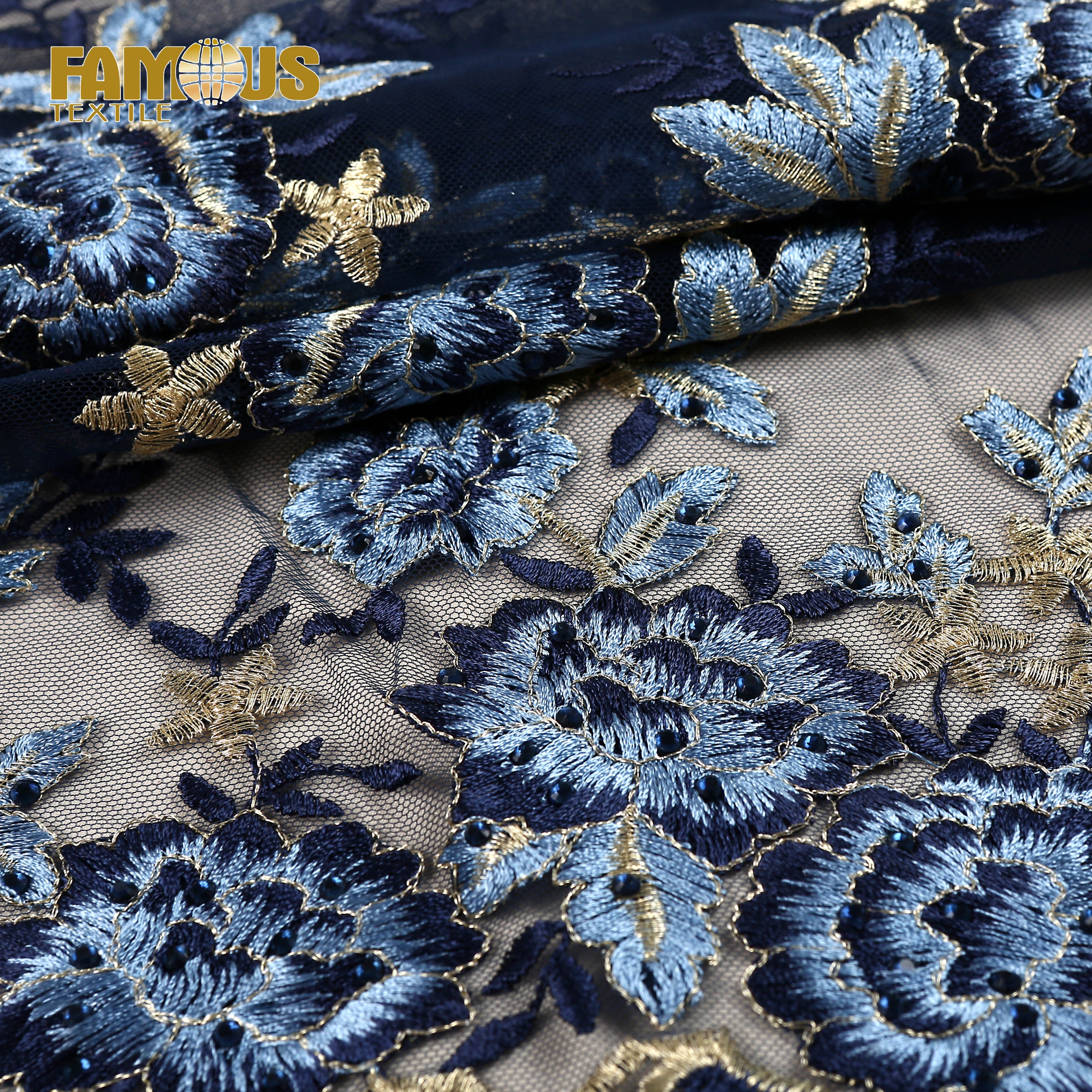 high quality competitive price flower embroidery tulle chemical lace fabric