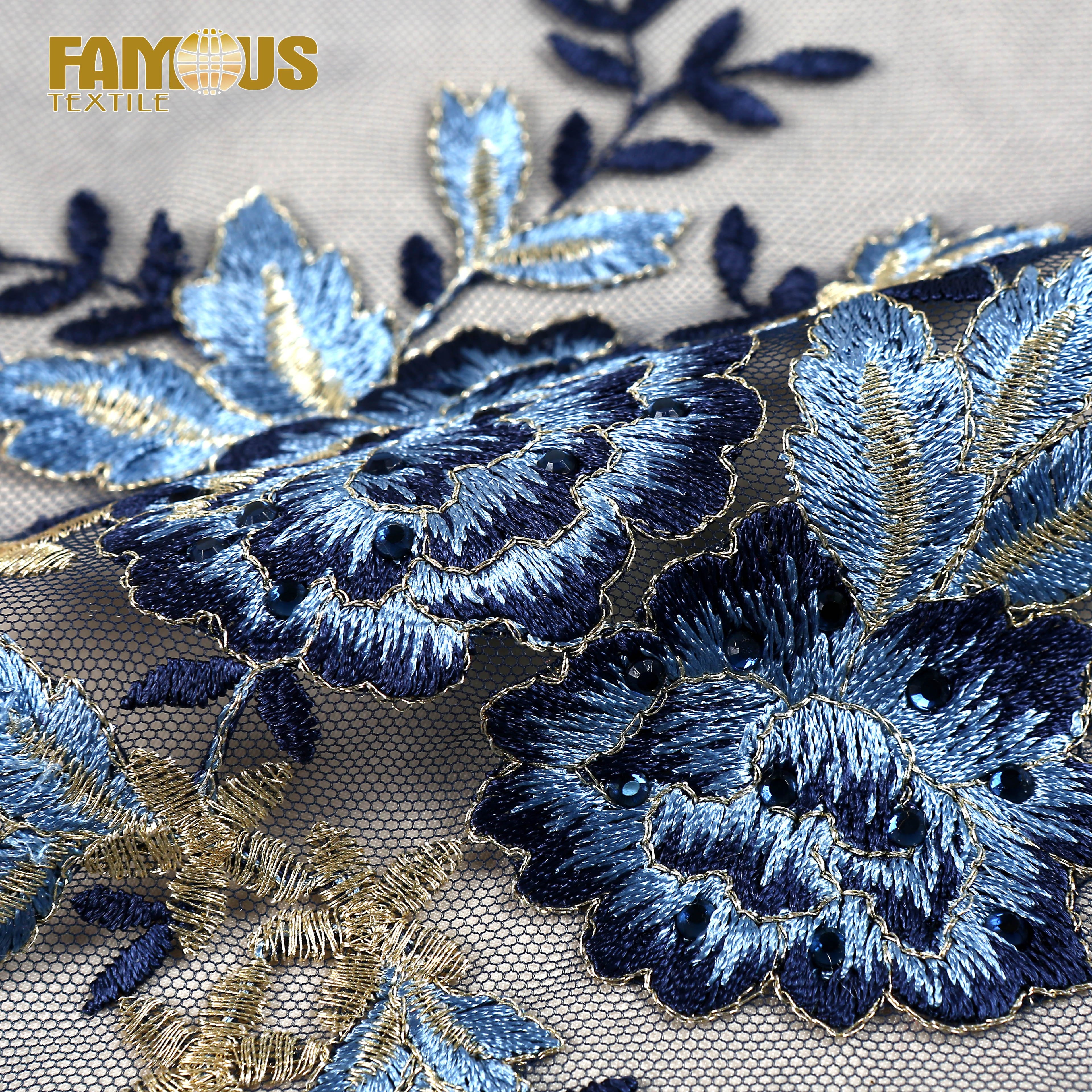high quality competitive price flower embroidery tulle chemical lace fabric