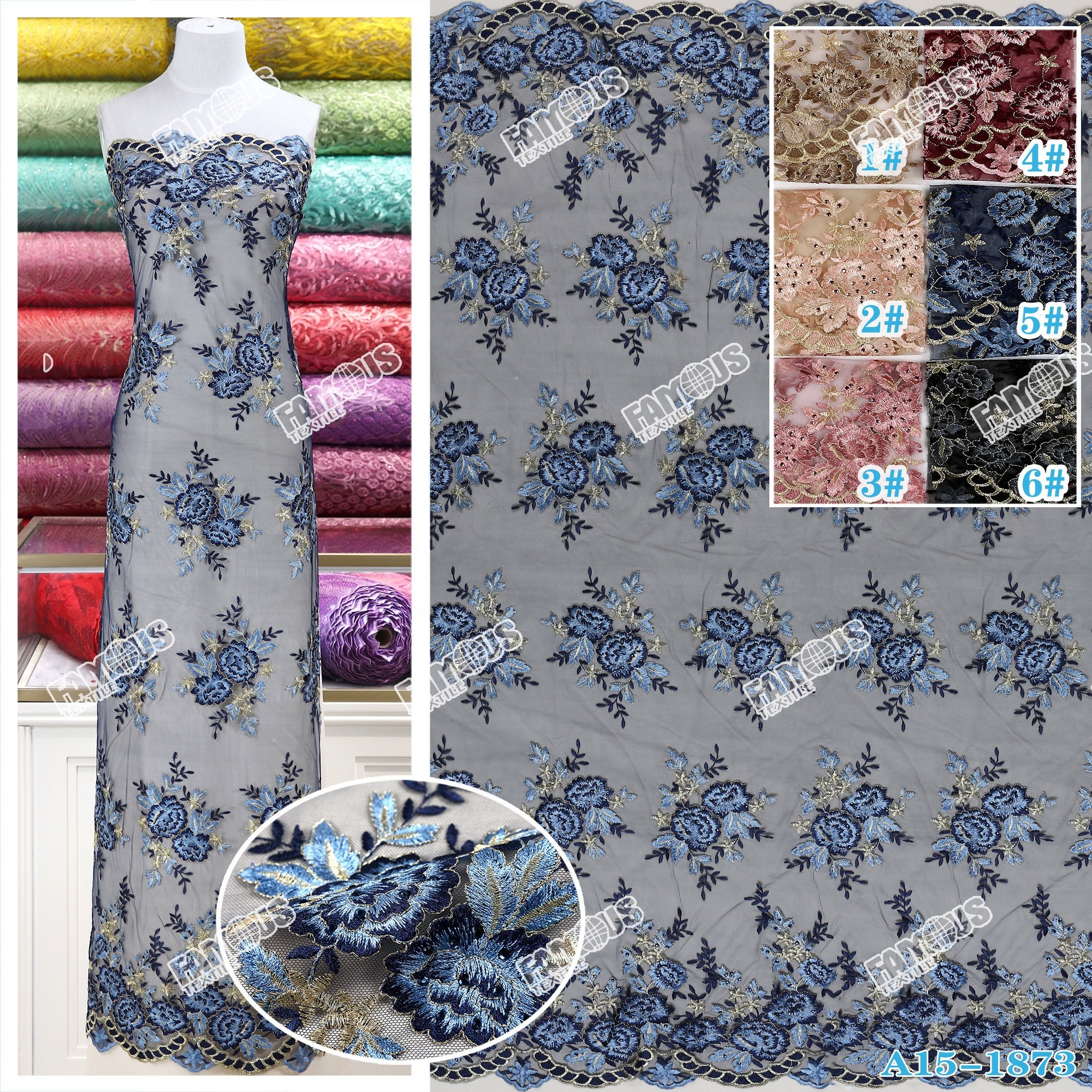 high quality competitive price flower embroidery tulle chemical lace fabric