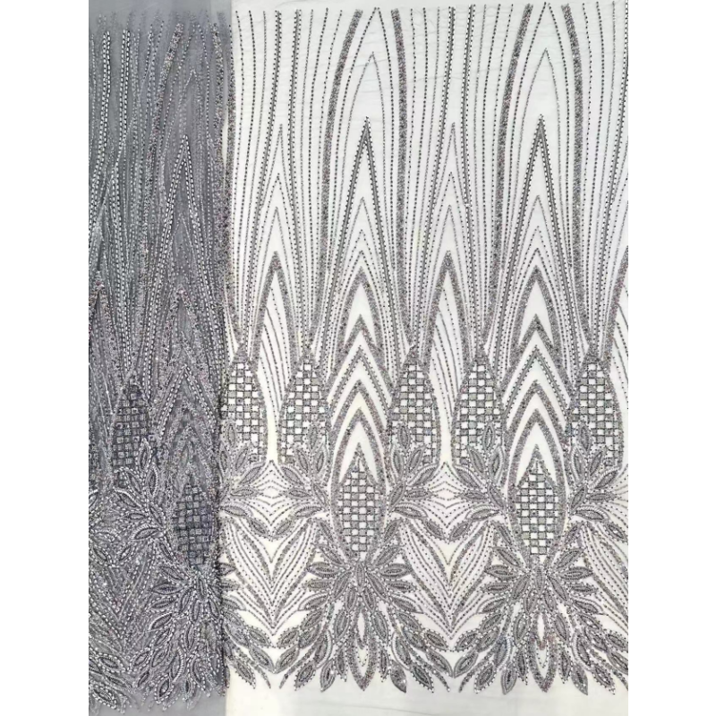 Luxury African Beaded Lace Fabric 2023 High-End French 5 Yard Embroidery Tulle Lace Fabric For Wedding Evening Dress for women