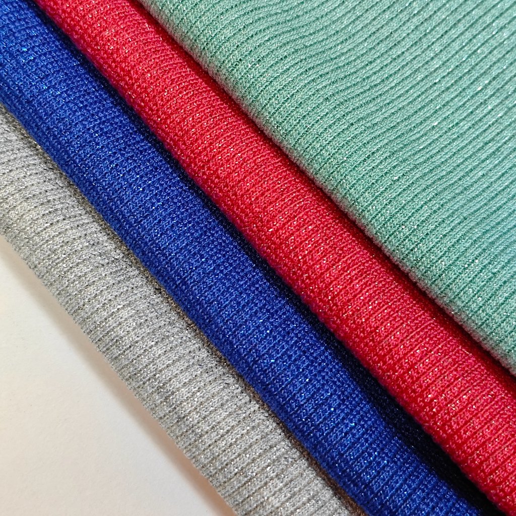 High Quality Custom Rayon Lurex Spandex Metallic Rib Fabric Shiny Dress Stretch Knitted Shirts Sweatshirts Weddings Garments