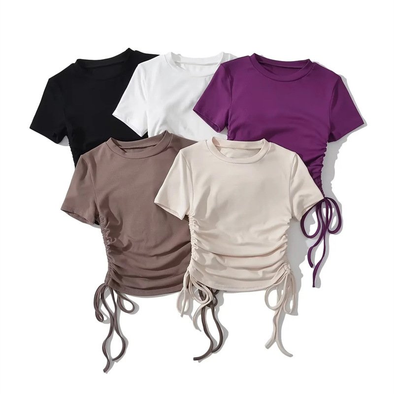 Multi Color rib fabric crop top for women Clothing manufacturers custom embroider own brand logo plain blank crop top