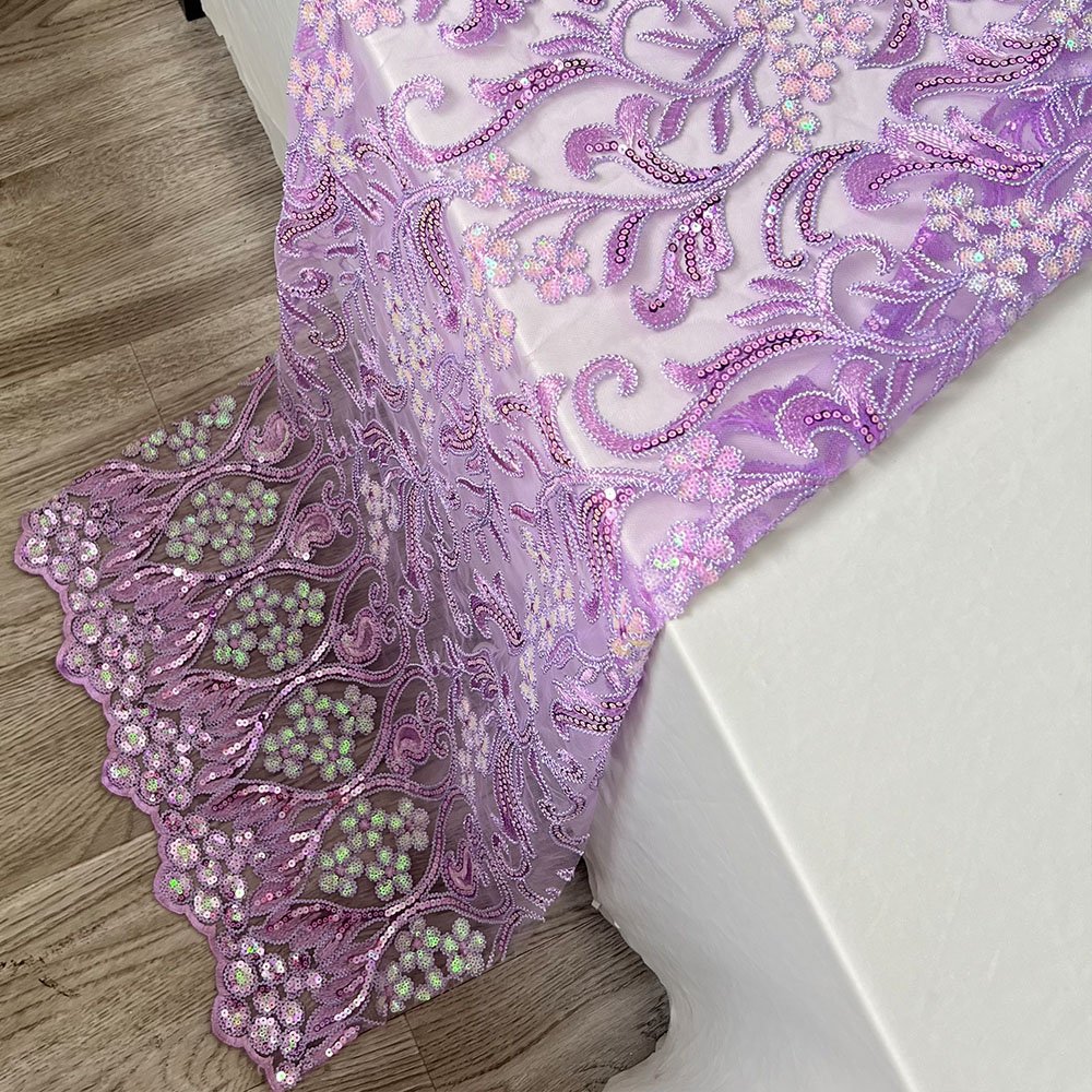 New design guipure fancy lace fabric embroidery custom pattern 100% polyester embroidery sequin fabric