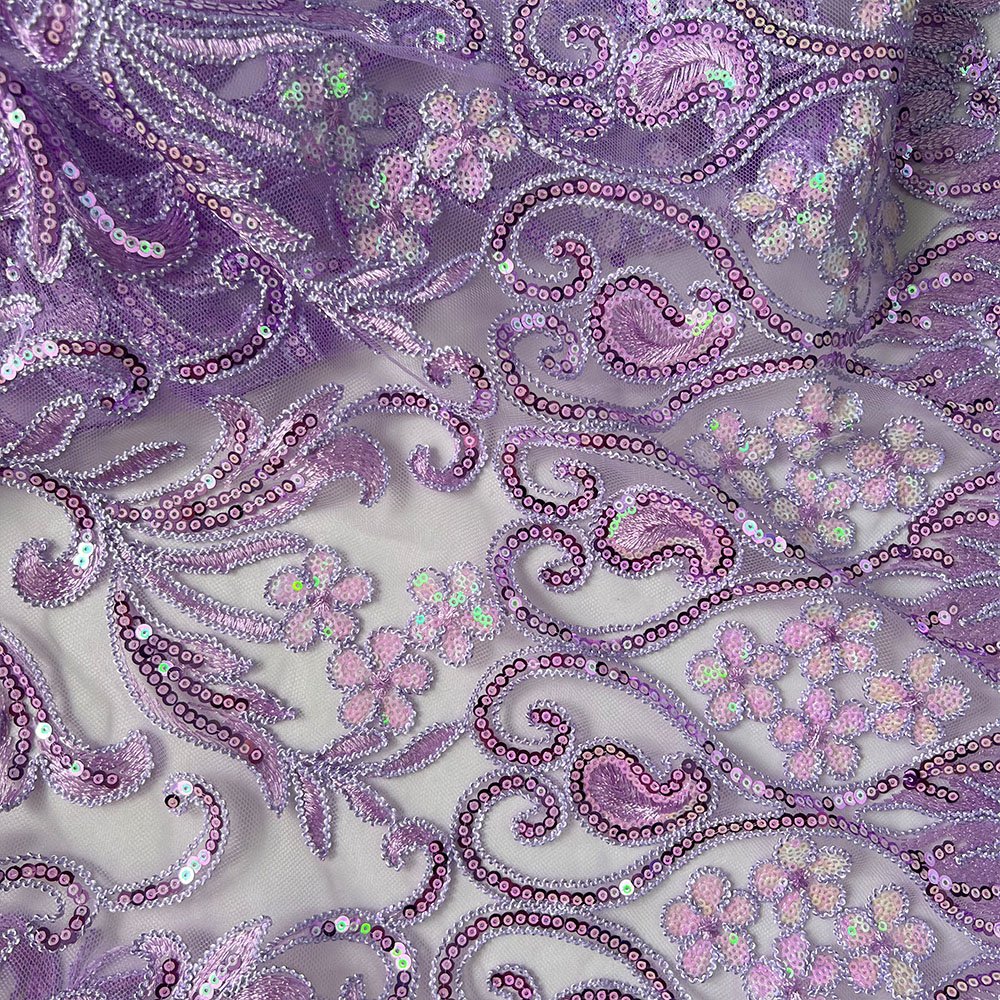 New design guipure fancy lace fabric embroidery custom pattern 100% polyester embroidery sequin fabric