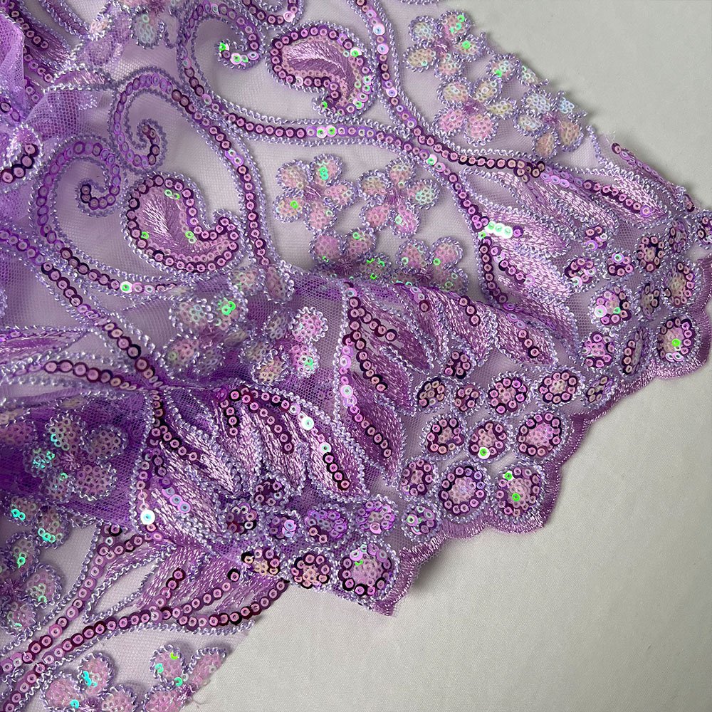 New design guipure fancy lace fabric embroidery custom pattern 100% polyester embroidery sequin fabric