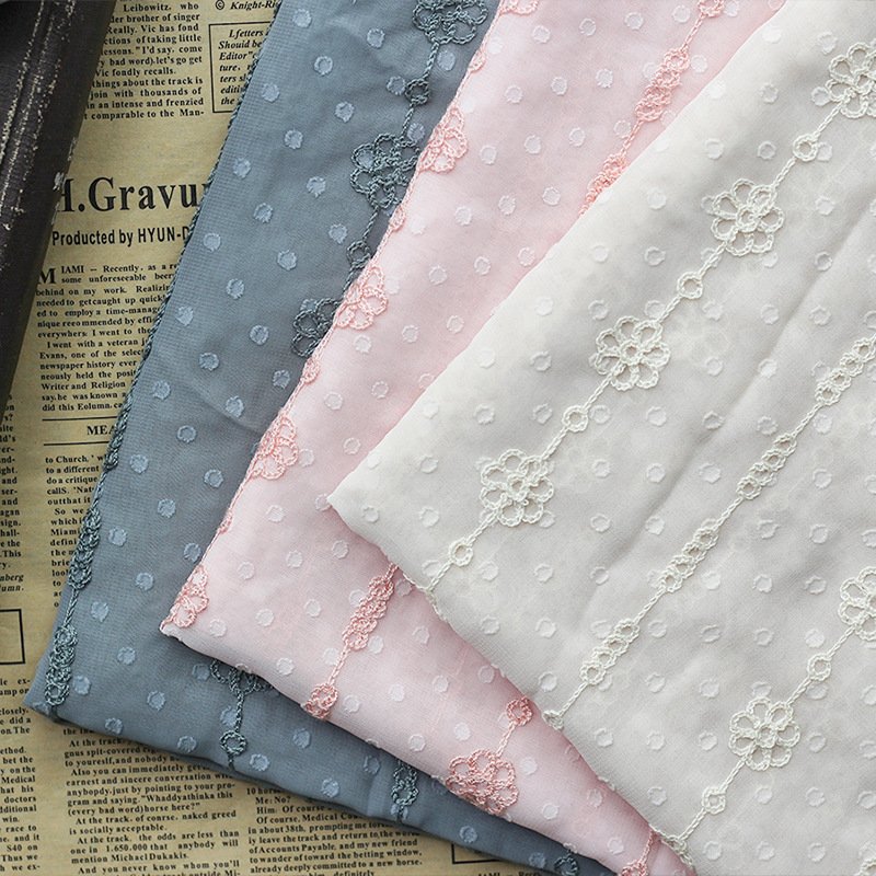 high quality 100%polyester dot jacquard embroidery style chiffon jacquard embroidery fabric for dress