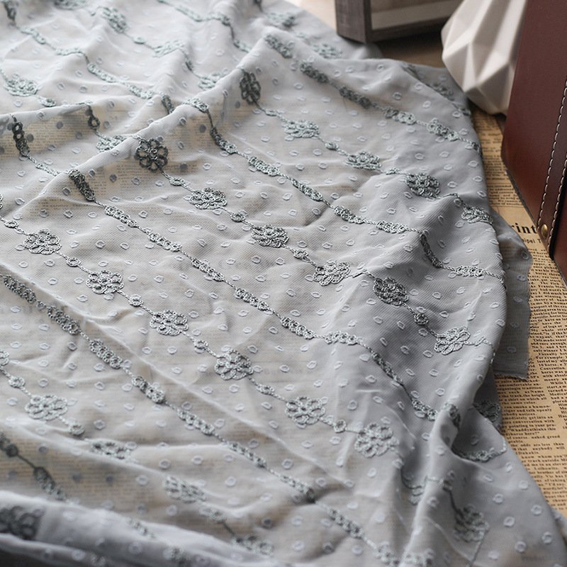 high quality 100%polyester dot jacquard embroidery style chiffon jacquard embroidery fabric for dress
