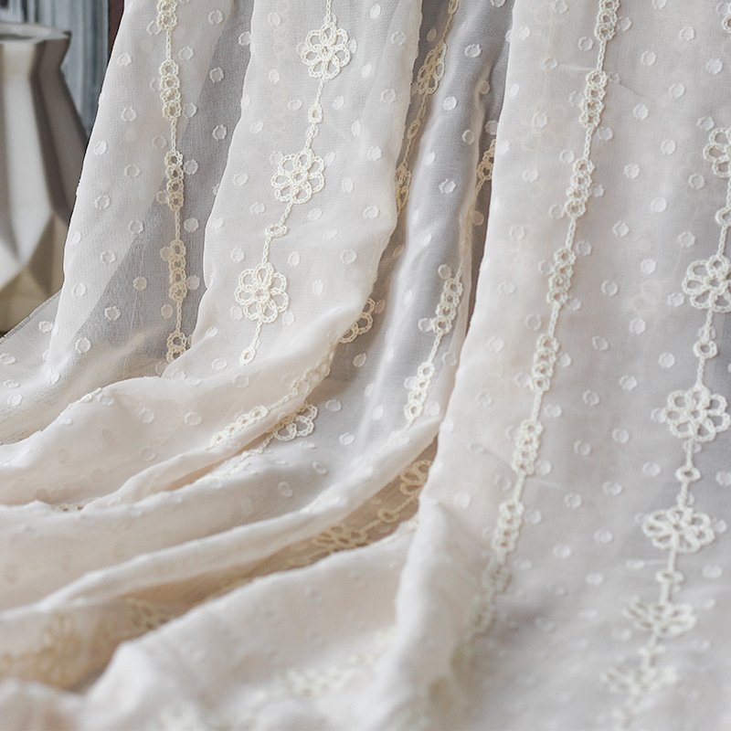 high quality 100%polyester dot jacquard embroidery style chiffon jacquard embroidery fabric for dress