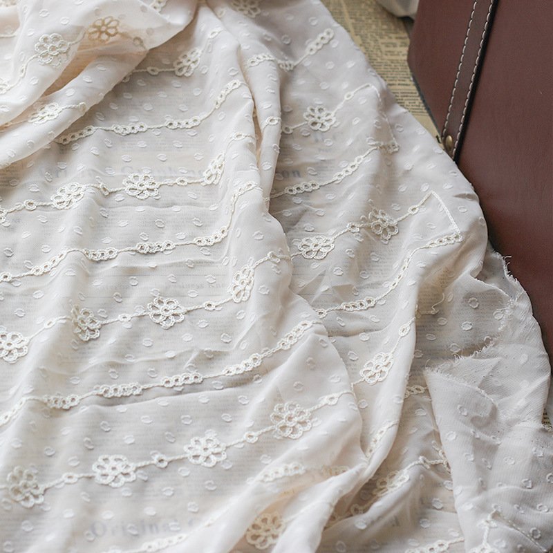 high quality 100%polyester dot jacquard embroidery style chiffon jacquard embroidery fabric for dress
