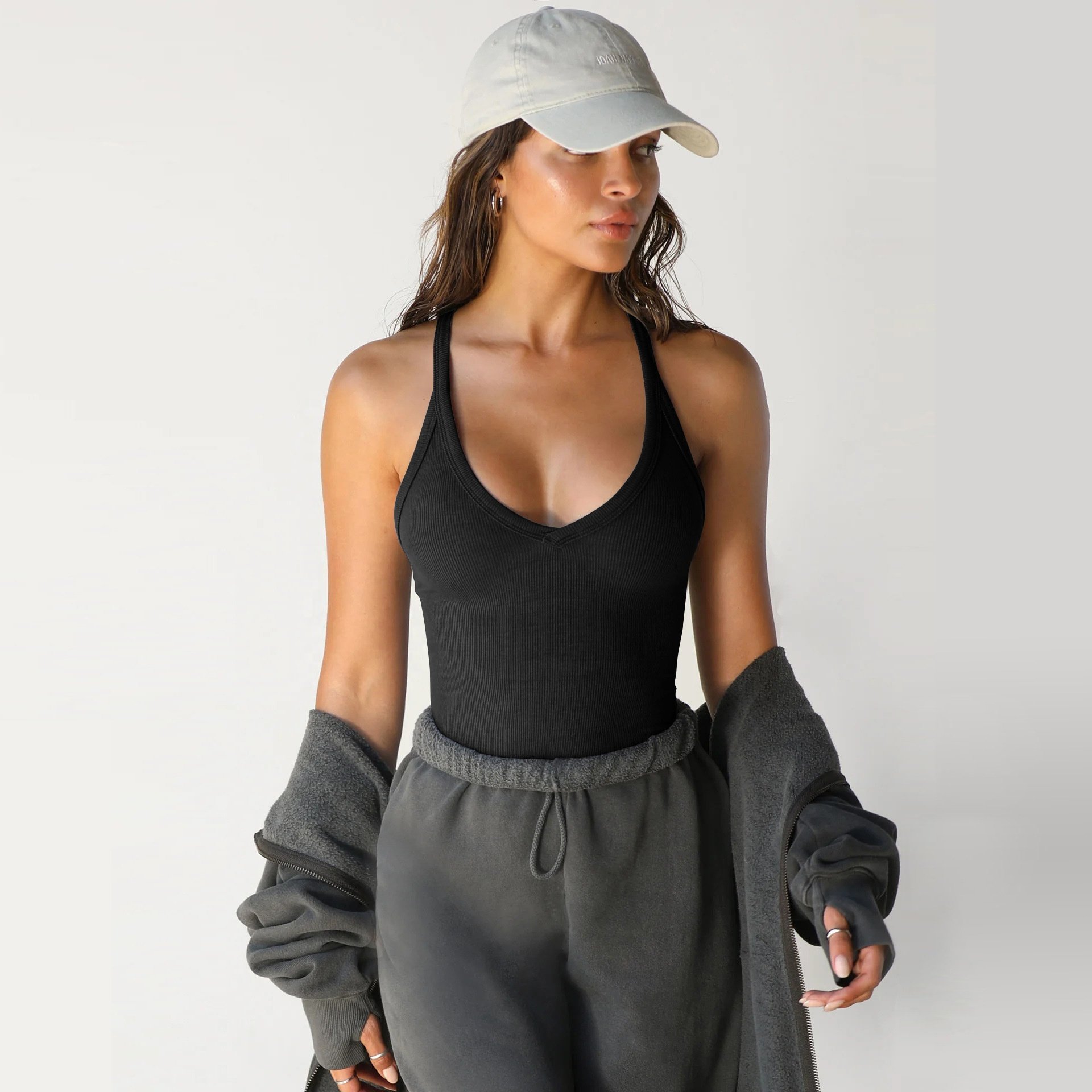 Custom Logo OEM Private Label Wholesale Casual Soft Ribbed Basic Knitted Workout Fitness Women Tank Top