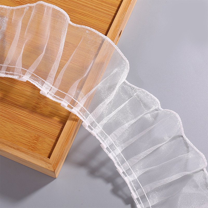 Beautiful 8cm organza fold lace DIY Pleated Ruffle Ribbon Organza clothing crafts Doll party wedding dress