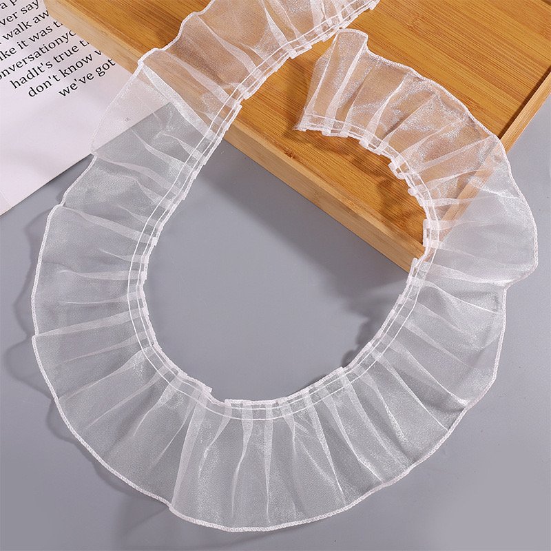 Beautiful 8cm organza fold lace DIY Pleated Ruffle Ribbon Organza clothing crafts Doll party wedding dress