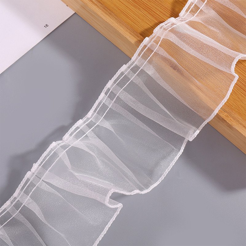 Beautiful 8cm organza fold lace DIY Pleated Ruffle Ribbon Organza clothing crafts Doll party wedding dress