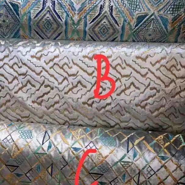 New Modern Embroidery designs Luxury Upholstery Sequin Flowers Embroidered velvet fabric