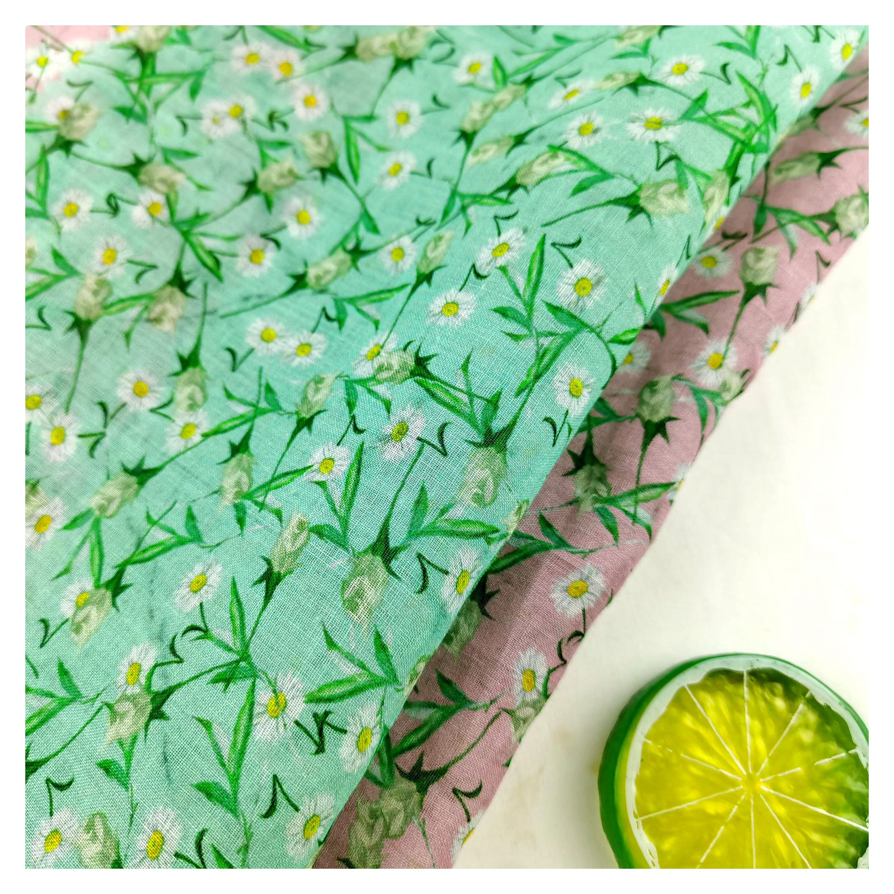 OEM Custom Design Colorful Floral pattern Ramie Linen Woven eco-friendly print Fabrics for lady' Clothing