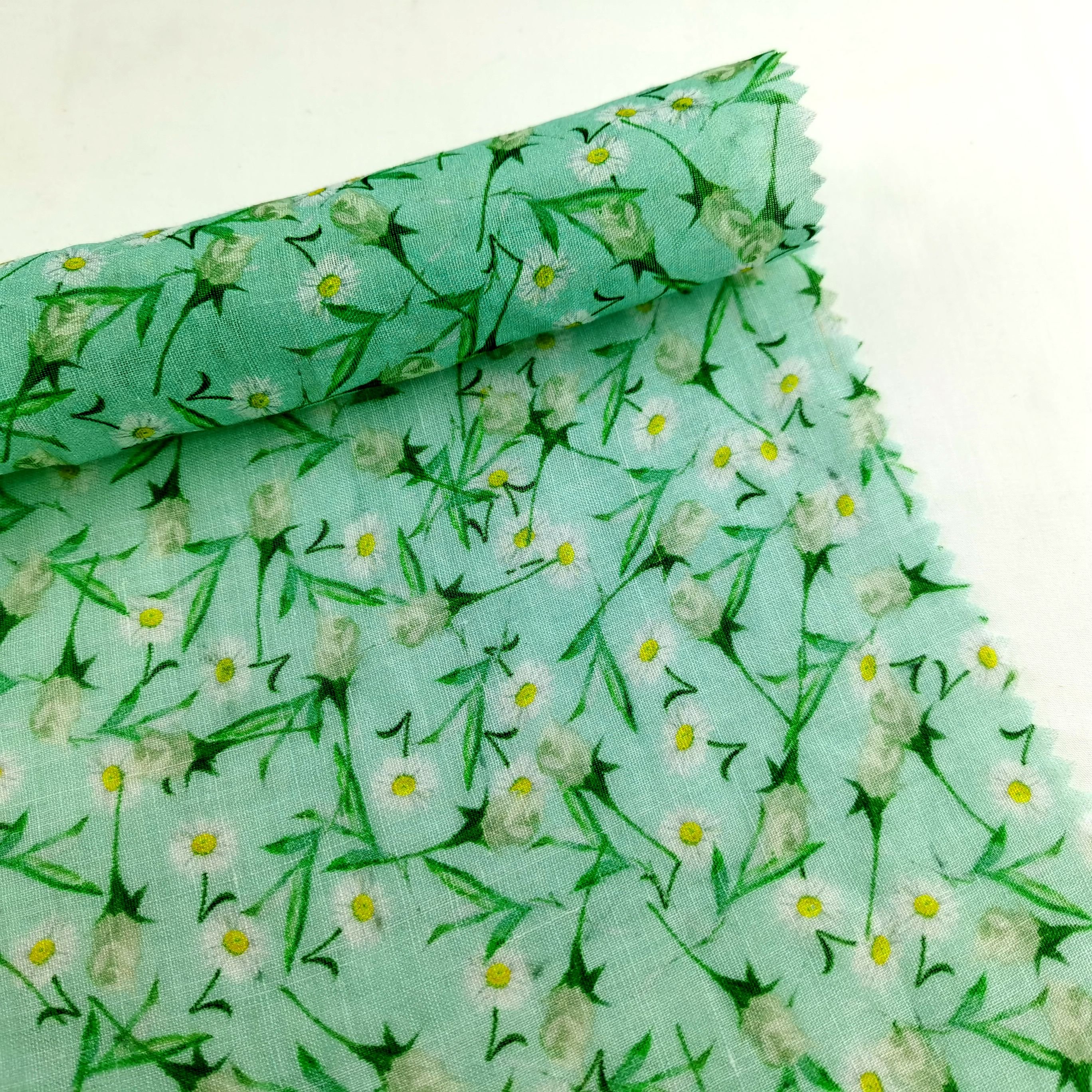 OEM Custom Design Colorful Floral pattern Ramie Linen Woven eco-friendly print Fabrics for lady' Clothing