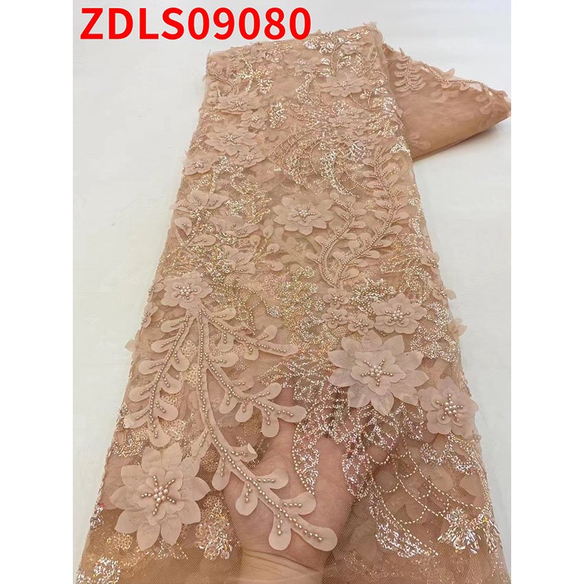 African Rope Tulle Lace Fabric Colors Luxury 3D Flower Printed Embroidery Embroidered Sequin Velvet 100% Cotton 5 Yards