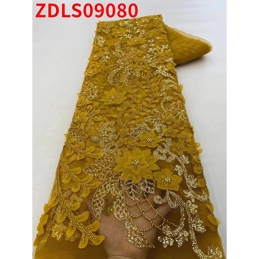 African Rope Tulle Lace Fabric Colors Luxury 3D Flower Printed Embroidery Embroidered Sequin Velvet 100% Cotton 5 Yards