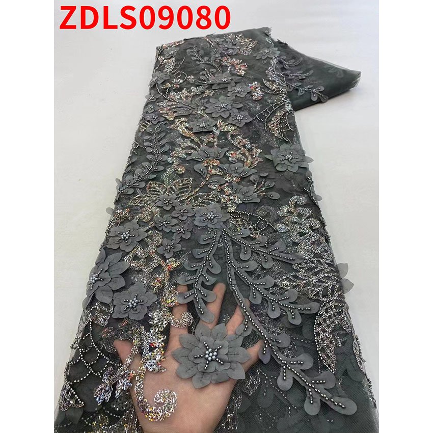 African Rope Tulle Lace Fabric Colors Luxury 3D Flower Printed Embroidery Embroidered Sequin Velvet 100% Cotton 5 Yards