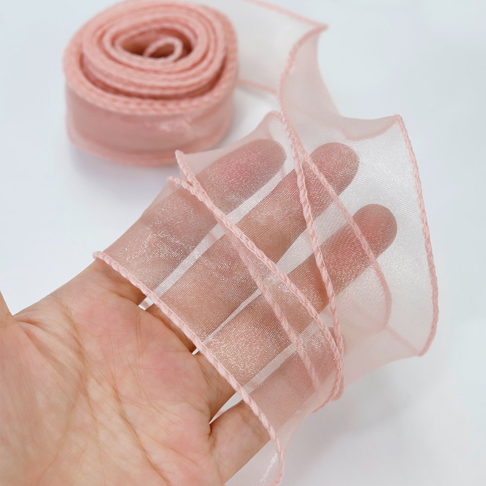 Customized 40mm Wavy Fishtail Yarn Ribbon Organza Lace Material Double Face Ribbon Cake Flower Gift Packaging