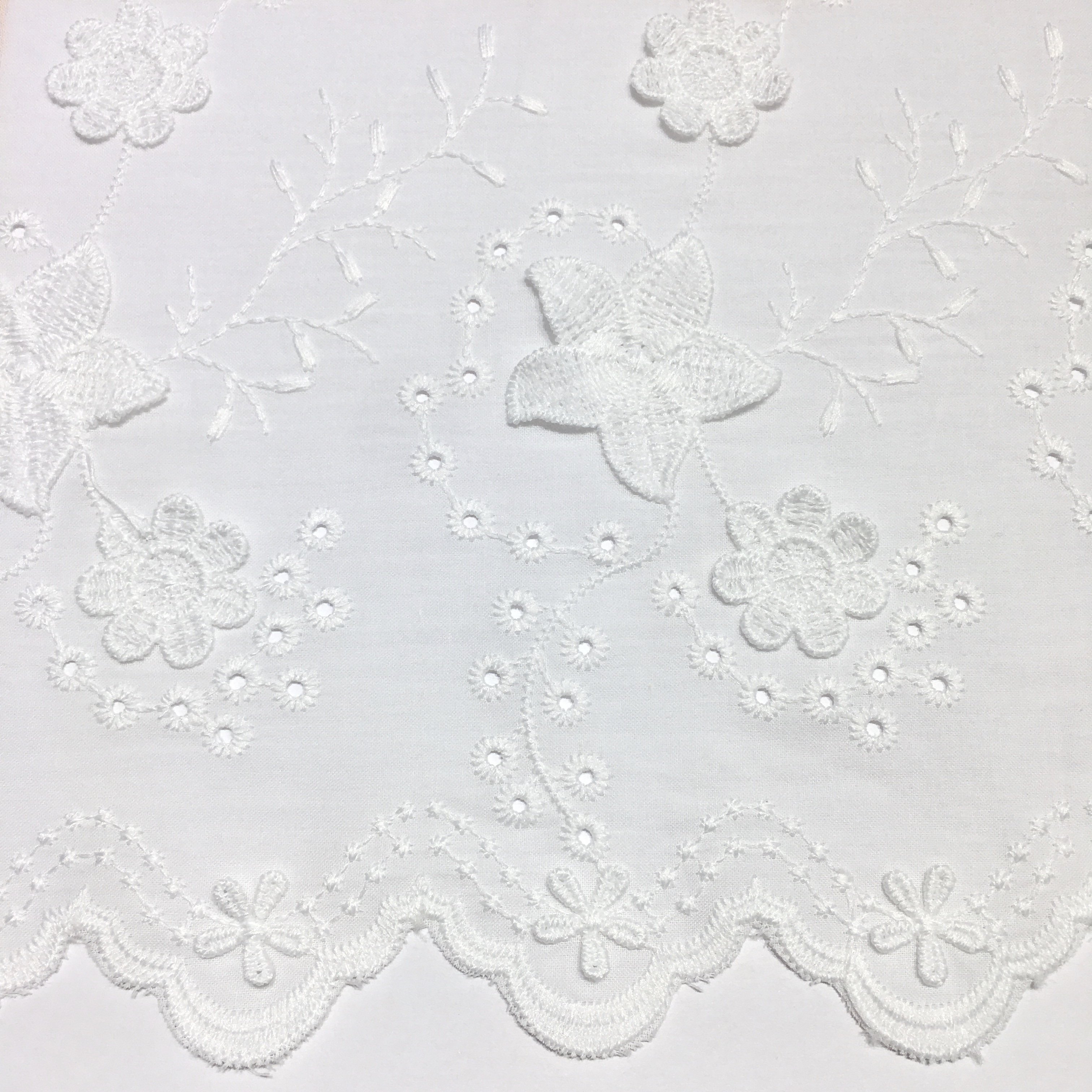 RXF2189 beige cotton embroidery white 3d lace trim fabric