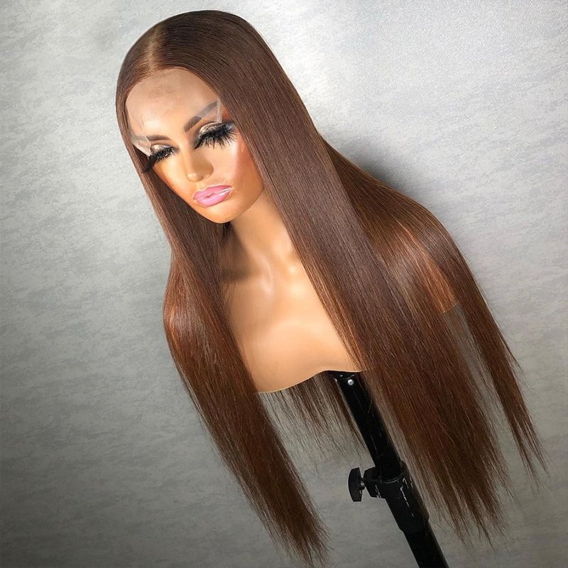 #4 Chocolate Dark Brown Human Hair Wig Remy virgin hair Lace Front Wig Transparent lace 10inch-30inch fast delivery