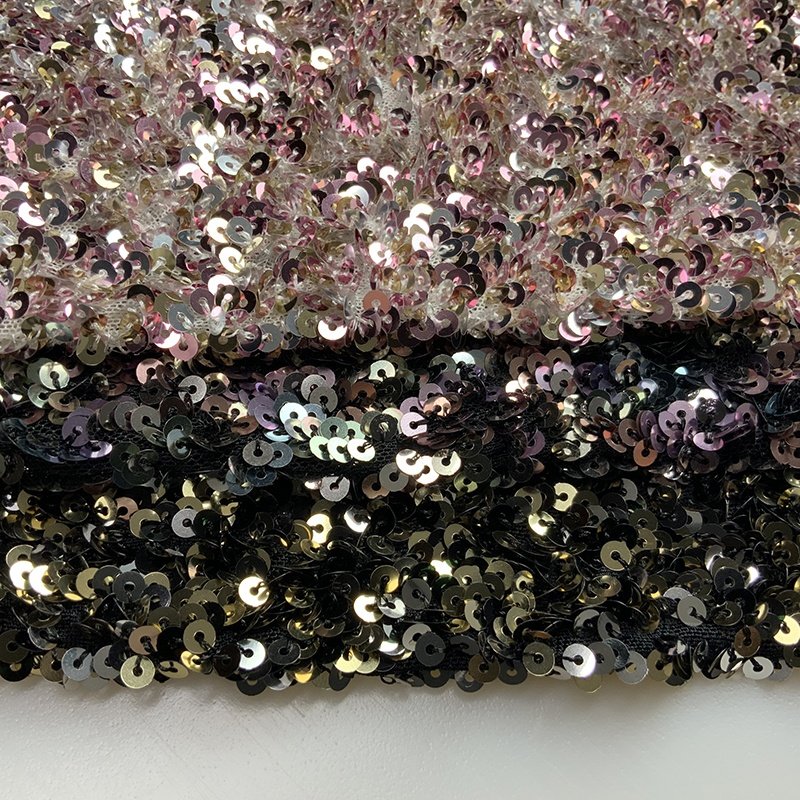 Design Polyester Luxury Shiny Wholesale Mesh 3D Sequin Embroidery Fabric For Clothing