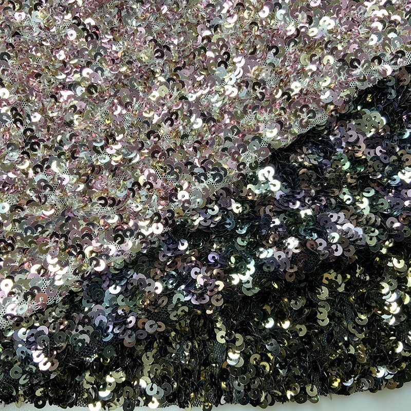 Design Polyester Luxury Shiny Wholesale Mesh 3D Sequin Embroidery Fabric For Clothing