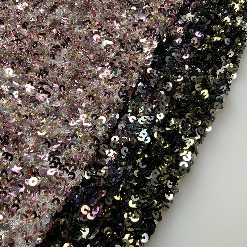 Design Polyester Luxury Shiny Wholesale Mesh 3D Sequin Embroidery Fabric For Clothing
