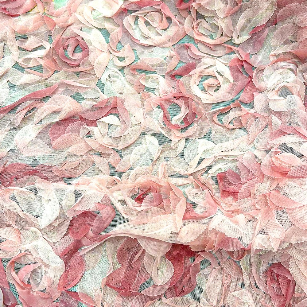 Hot Selling Lace Embroidery Fabric 100 Polyester 3d Embroidery Flower Lace Fabric For Children Clothes