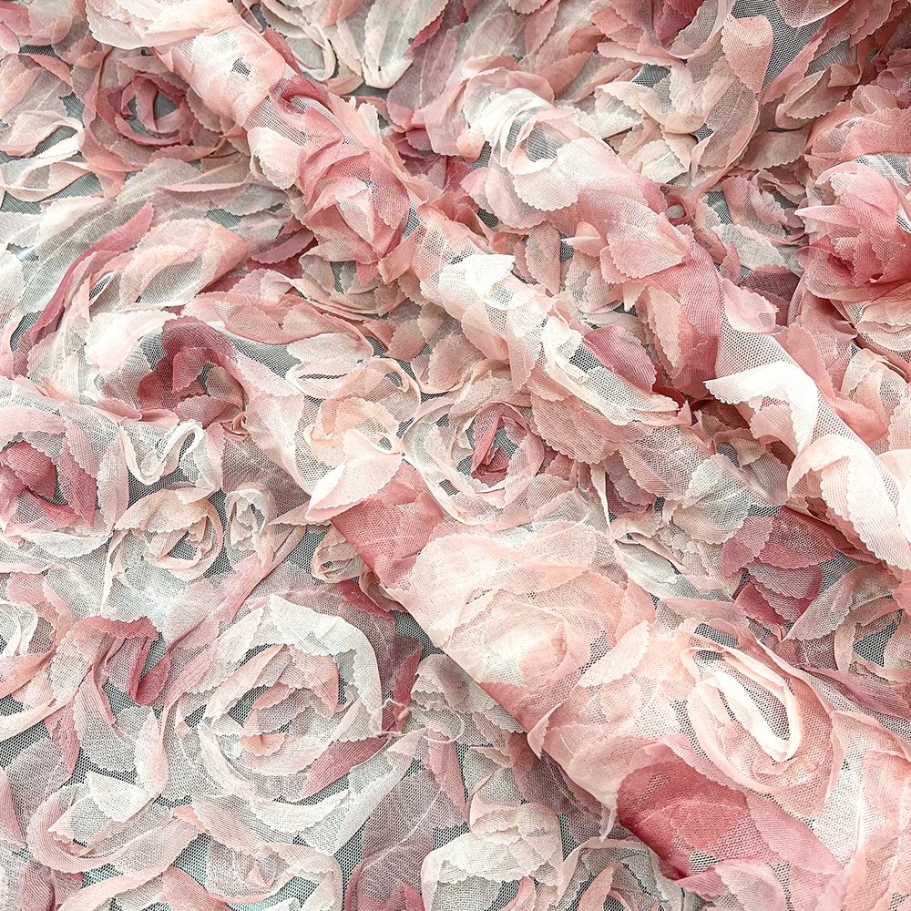 Hot Selling Lace Embroidery Fabric 100 Polyester 3d Embroidery Flower Lace Fabric For Children Clothes